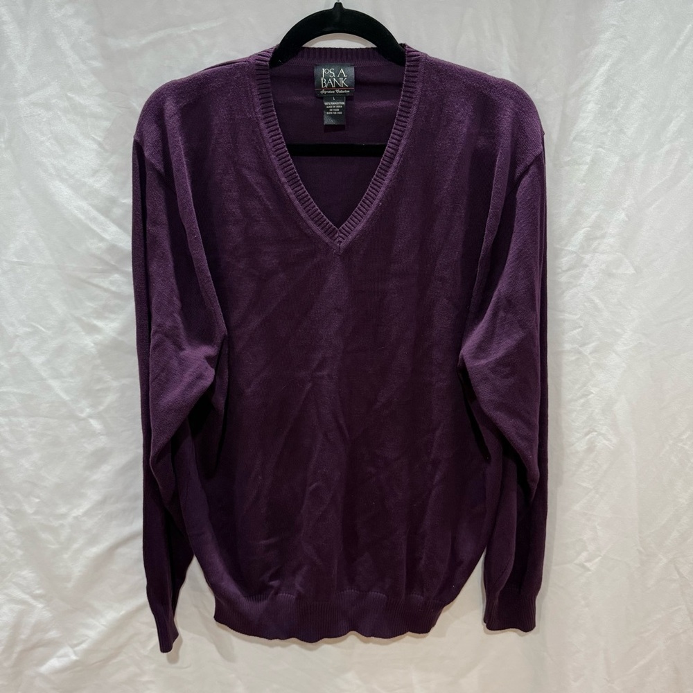 Jos. A. Bank Cotton Sweater L Purple Classic Preppy Layering Natural‎ Academia
